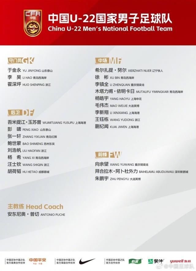 U22国足23人最终名单：王钰栋领衔，玄智健落选，胡荷韬压哨入选